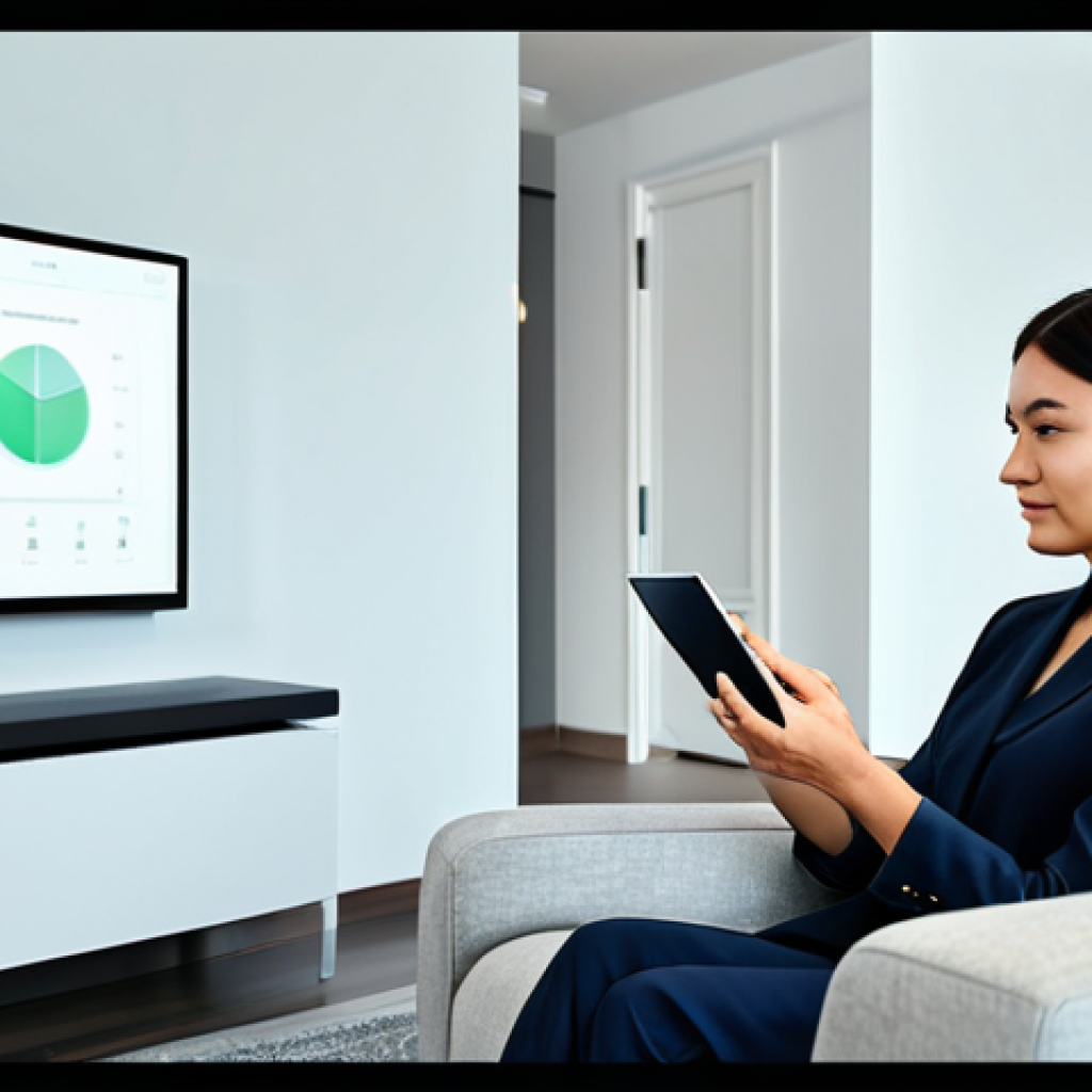 Smart Home Integrated Furniture**

"A modern living room showcasing smart furniture seamlessly integrated with technology. A woman in modest, professional attire uses a tablet to control lighting and adjust a smart sofa. The room features a smart air purifier and subtle ambient lighting. Safe for work, appropriate content, fully clothed, professional, perfect anatomy, correct proportions, natural pose, well-formed hands, proper finger count, natural body proportions, high quality, family-friendly."

**