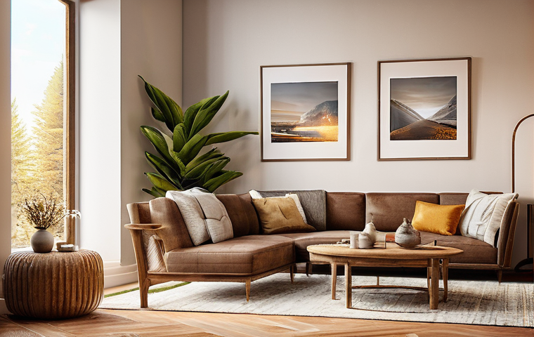 가구디자인에서 색감 조화 사례 - Here are three detailed image generation prompts in English, inspired by the provided text and adher...