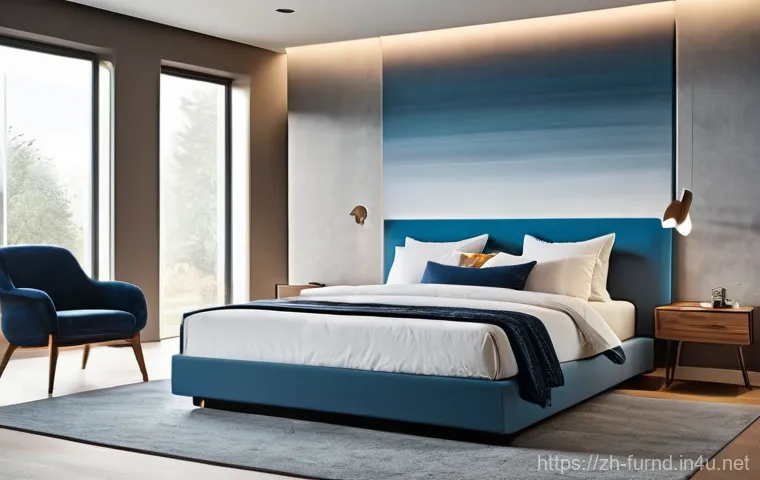 가구디자인 신규 기술 적용 사례 - Prompt 1: Futuristic Smart Bedroom with AI-Powered Comfort**