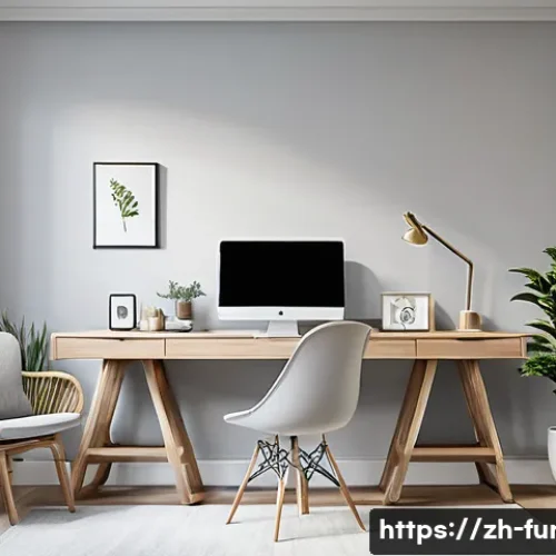 가구디자인과 홈 오피스 디자인 - A minimalist home office interior featuring clean lines and pure colors, predominantly white and lig...