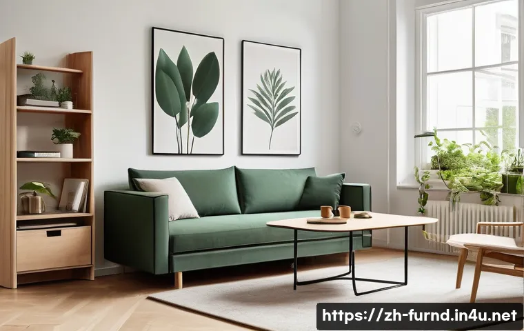 가구디자인 직무 인터뷰 준비법 - A modern minimalist living room featuring smart multifunctional furniture designed for small urban a...