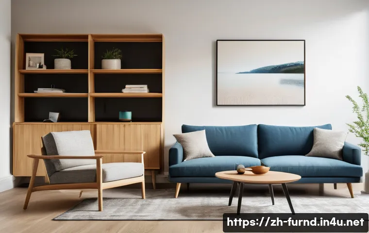 가구디자인 창업 성공 사례 - A modern Nordic-style living room featuring sleek, minimalist furniture designed for young urban pro...